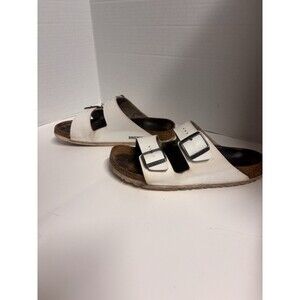 Birkenstock Arizona White Leather Sandals Slide Slip On Womens 40 EU/ 9/9.5 USA